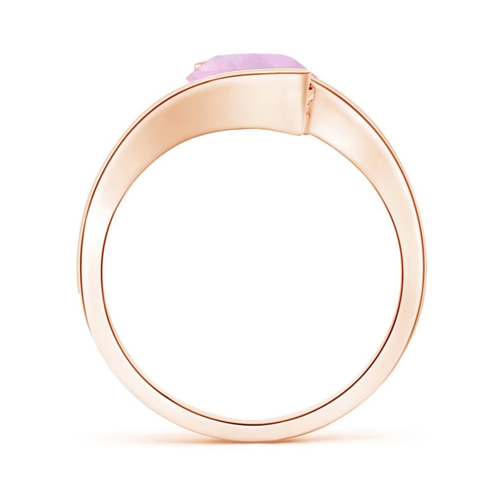 8mm AAAA Semi Bezel-Set Solitaire Round Rose Quartz Bypass Ring in Rose Gold Side 199