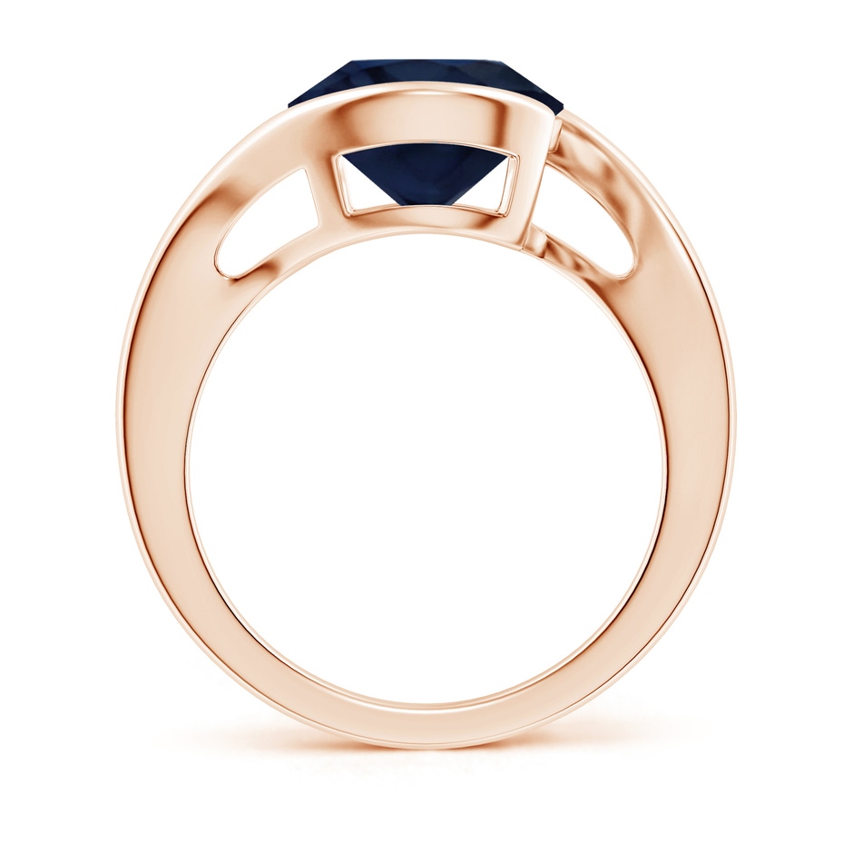 10mm A Semi Bezel-Set Solitaire Round Blue Sapphire Bypass Ring in 18K Rose Gold side 199