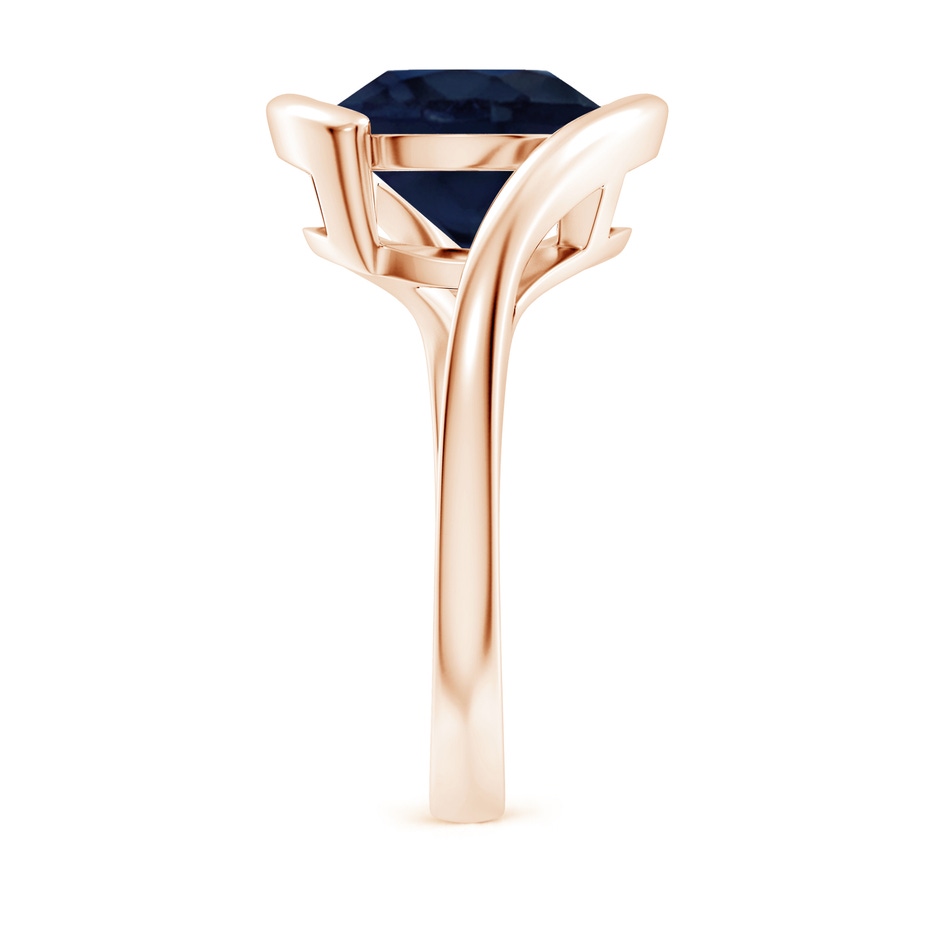10mm A Semi Bezel-Set Solitaire Round Blue Sapphire Bypass Ring in 18K Rose Gold side 299
