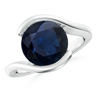 10mm A Semi Bezel-Set Solitaire Round Blue Sapphire Bypass Ring in P950 Platinum