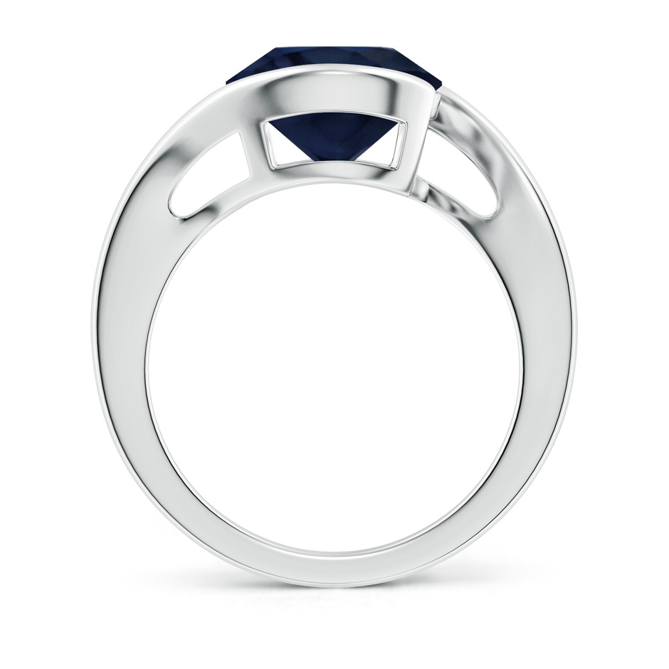 10mm A Semi Bezel-Set Solitaire Round Blue Sapphire Bypass Ring in P950 Platinum side 199