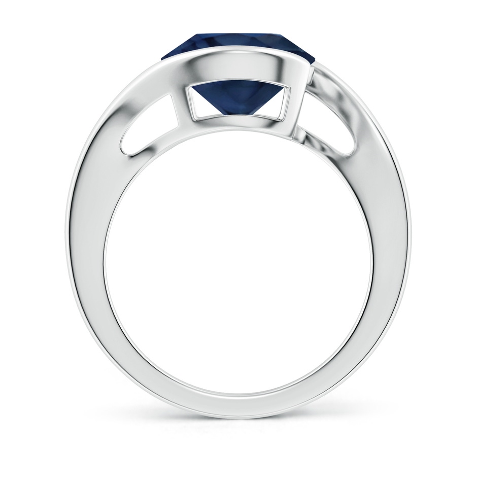 10mm AA Semi Bezel-Set Solitaire Round Blue Sapphire Bypass Ring in P950 Platinum side 199