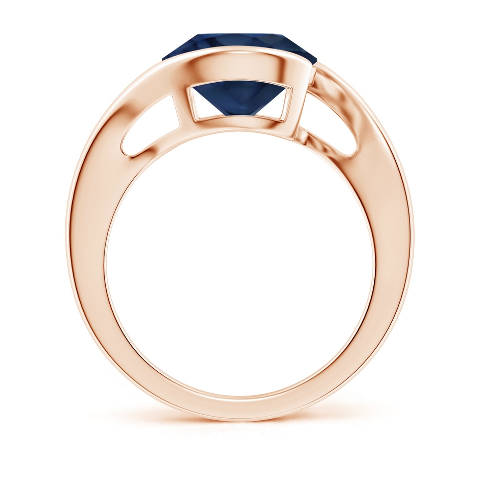 10mm AA Semi Bezel-Set Solitaire Round Blue Sapphire Bypass Ring in Rose Gold side 199