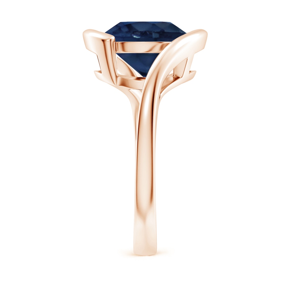 10mm AA Semi Bezel-Set Solitaire Round Blue Sapphire Bypass Ring in Rose Gold side 299