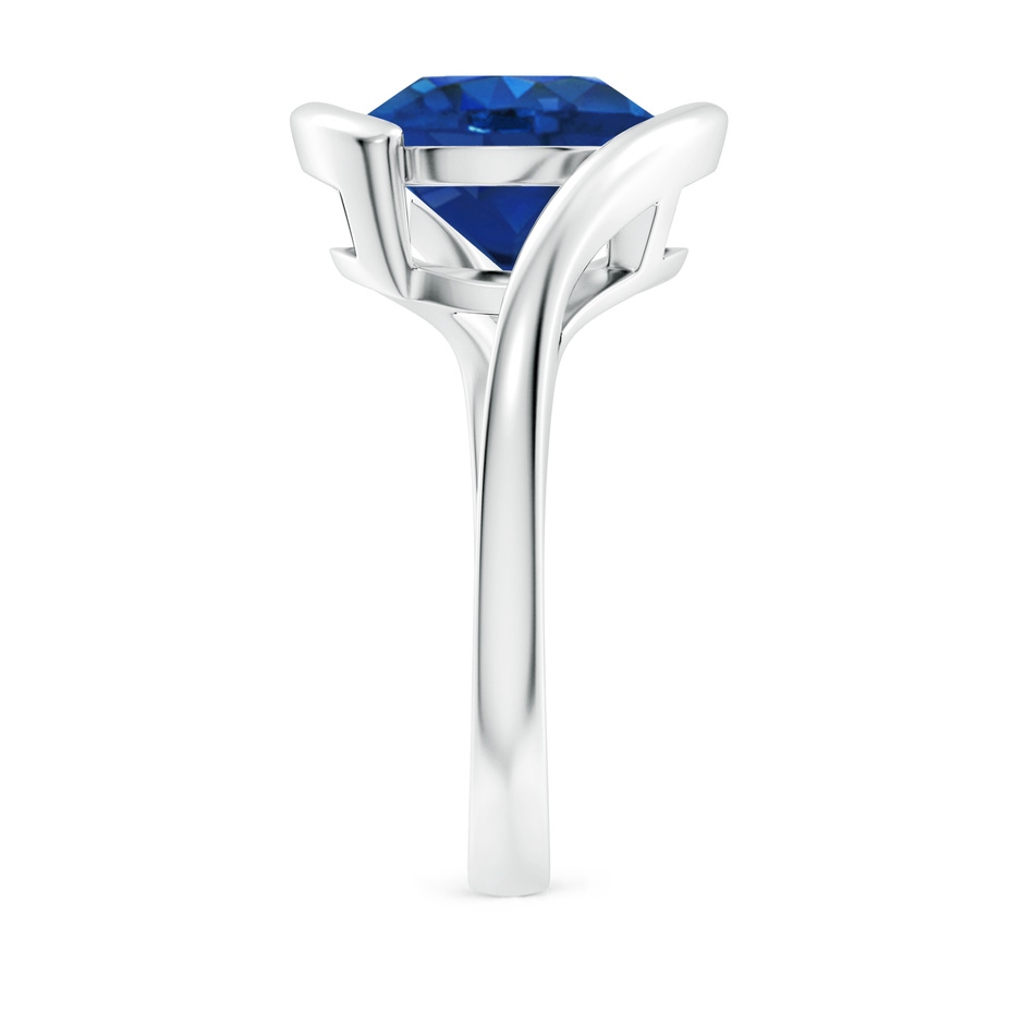 10mm AAA Semi Bezel-Set Solitaire Round Blue Sapphire Bypass Ring in P950 Platinum side 299