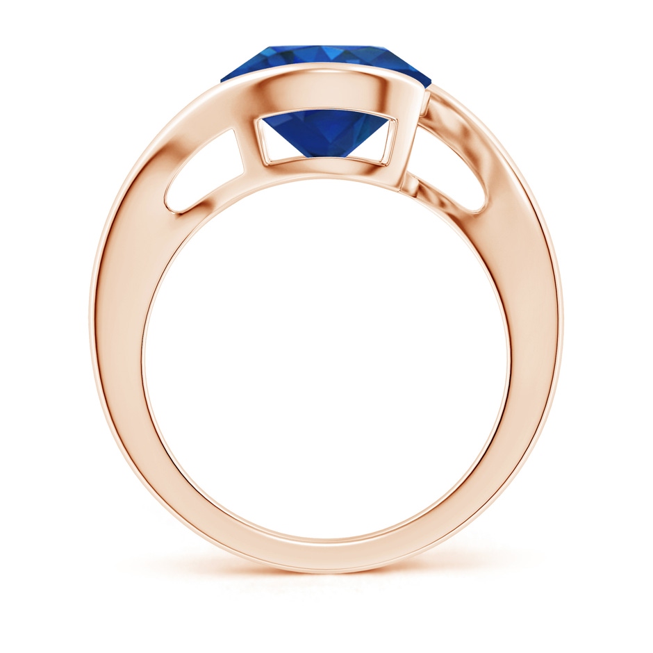 10mm AAA Semi Bezel-Set Solitaire Round Blue Sapphire Bypass Ring in Rose Gold side 199