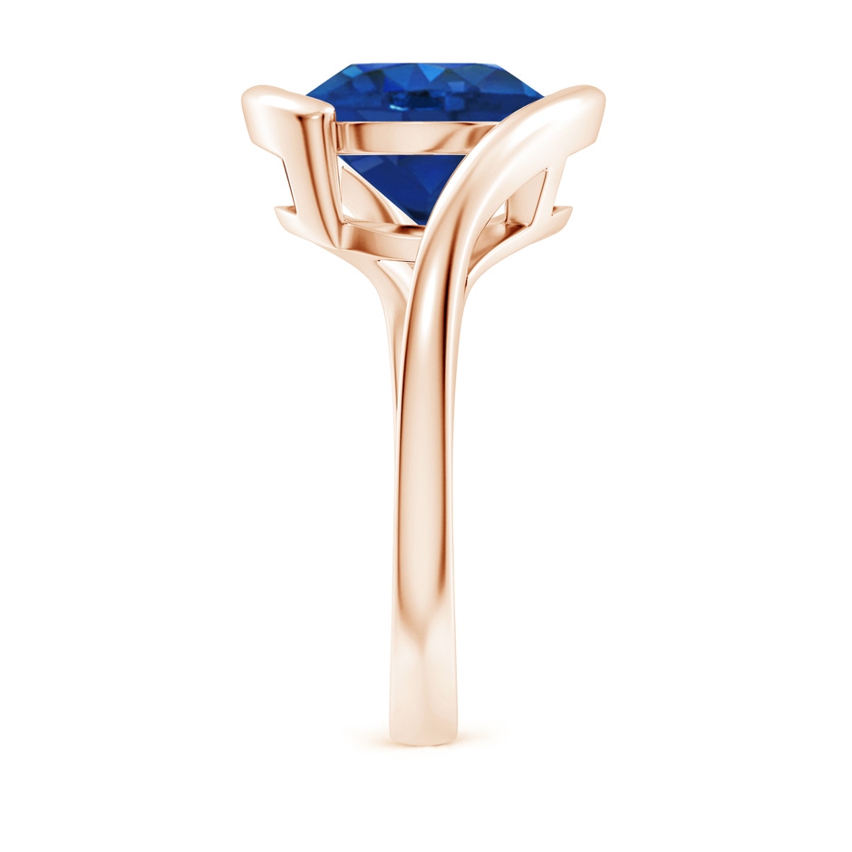 10mm AAA Semi Bezel-Set Solitaire Round Blue Sapphire Bypass Ring in Rose Gold side 299