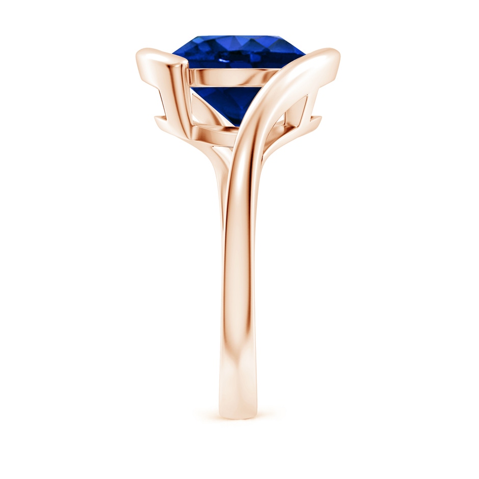 10mm AAAA Semi Bezel-Set Solitaire Round Blue Sapphire Bypass Ring in Rose Gold side 299