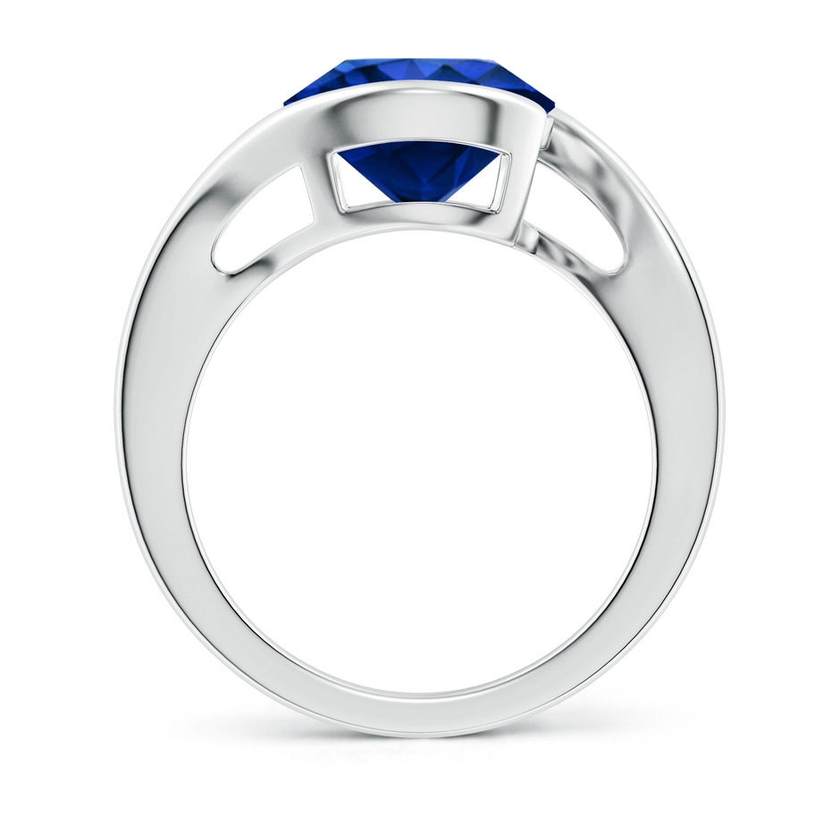 10mm AAAA Semi Bezel-Set Solitaire Round Blue Sapphire Bypass Ring in White Gold side 199