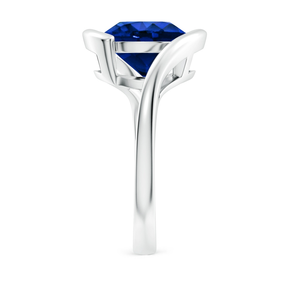 10mm AAAA Semi Bezel-Set Solitaire Round Blue Sapphire Bypass Ring in White Gold side 299