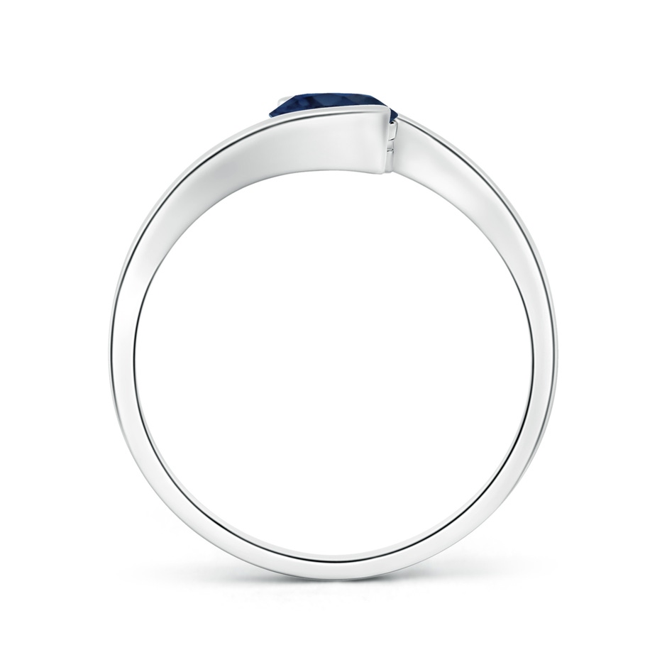 5.5mm AA Semi Bezel-Set Solitaire Round Blue Sapphire Bypass Ring in P950 Platinum side 199