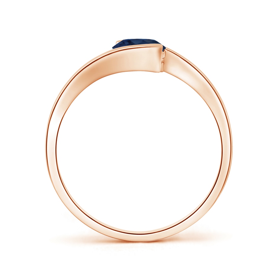 5.5mm AA Semi Bezel-Set Solitaire Round Blue Sapphire Bypass Ring in Rose Gold side 199