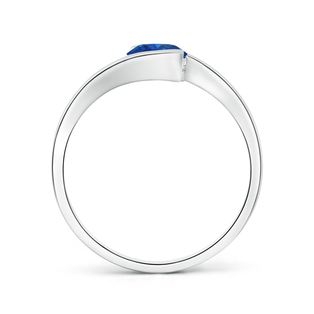 5.5mm AAA Semi Bezel-Set Solitaire Round Blue Sapphire Bypass Ring in P950 Platinum Side 199