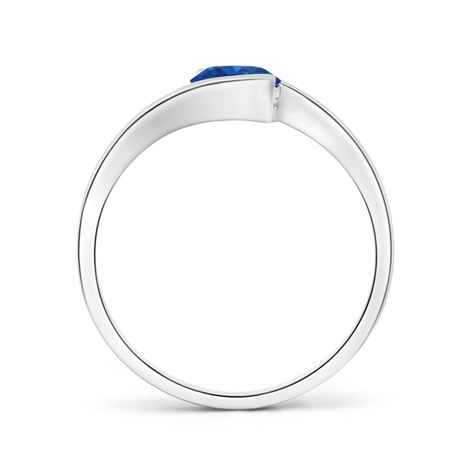 5.5mm AAA Semi Bezel-Set Solitaire Round Blue Sapphire Bypass Ring in White Gold Side 199