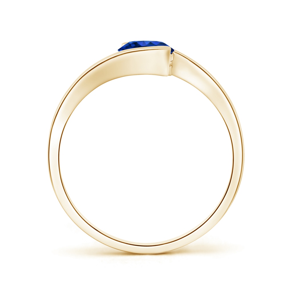5.5mm AAAA Semi Bezel-Set Solitaire Round Blue Sapphire Bypass Ring in Yellow Gold Side 199