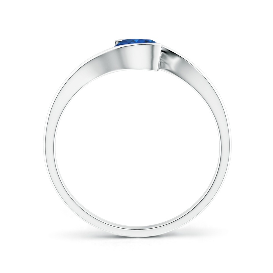 5mm AAA Semi Bezel-Set Solitaire Round Blue Sapphire Bypass Ring in White Gold side 199