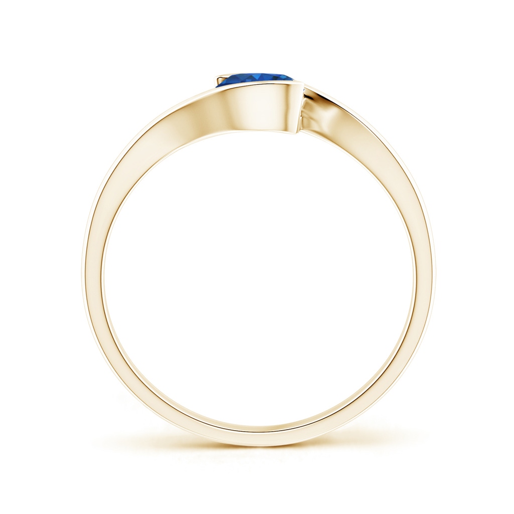 5mm AAA Semi Bezel-Set Solitaire Round Blue Sapphire Bypass Ring in Yellow Gold Side 199