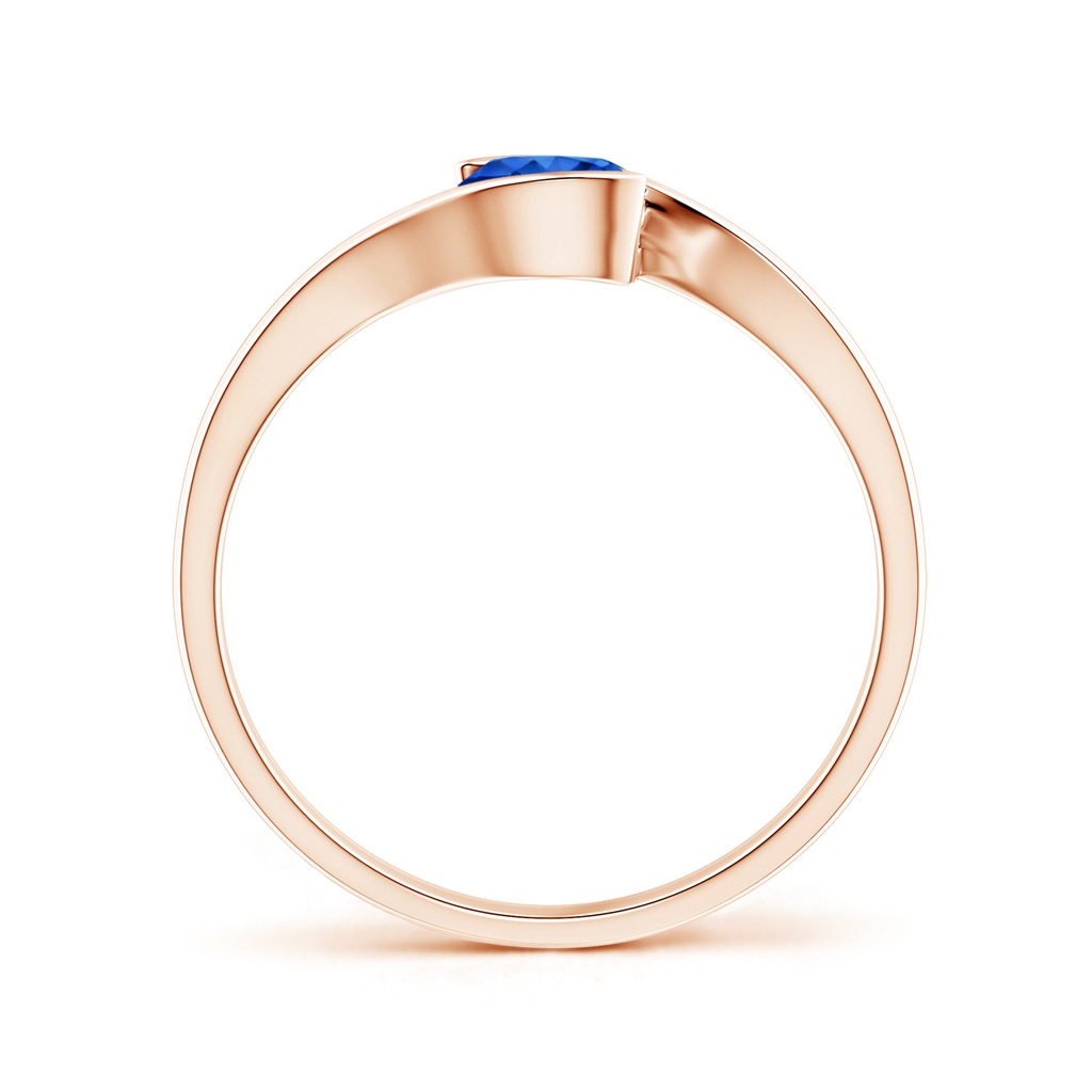5mm AAAA Semi Bezel-Set Solitaire Round Blue Sapphire Bypass Ring in Rose Gold Side 199