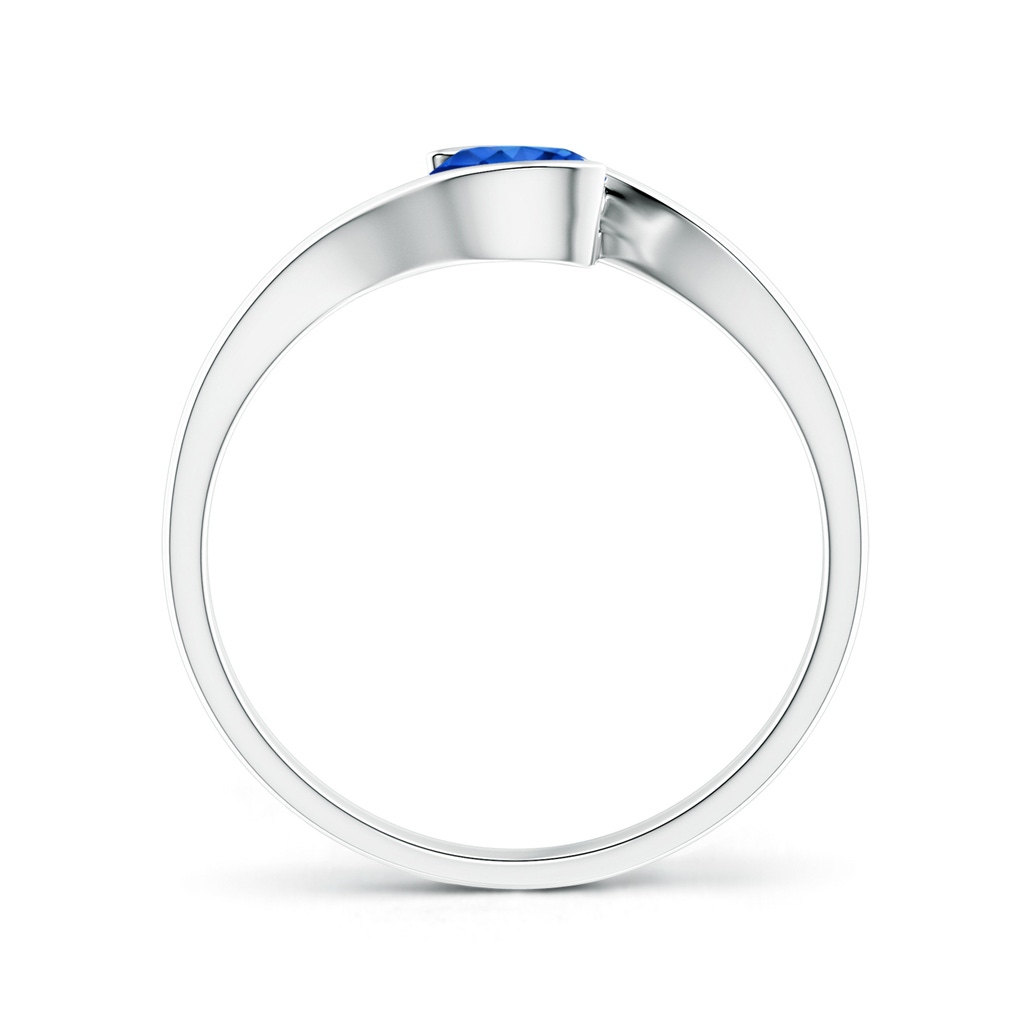 5mm AAAA Semi Bezel-Set Solitaire Round Blue Sapphire Bypass Ring in White Gold Side 199
