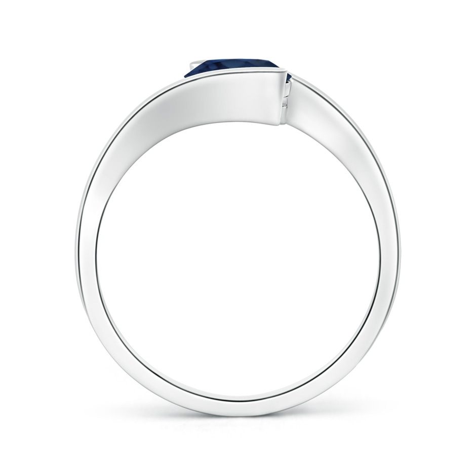 6.5mm AA Semi Bezel-Set Solitaire Round Blue Sapphire Bypass Ring in P950 Platinum side 199