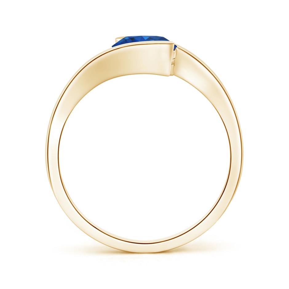 6.5mm AAA Semi Bezel-Set Solitaire Round Blue Sapphire Bypass Ring in Yellow Gold side 199