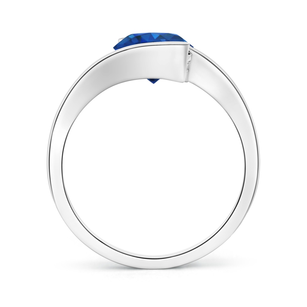 7.5mm AAA Semi Bezel-Set Solitaire Round Blue Sapphire Bypass Ring in P950 Platinum Side 199