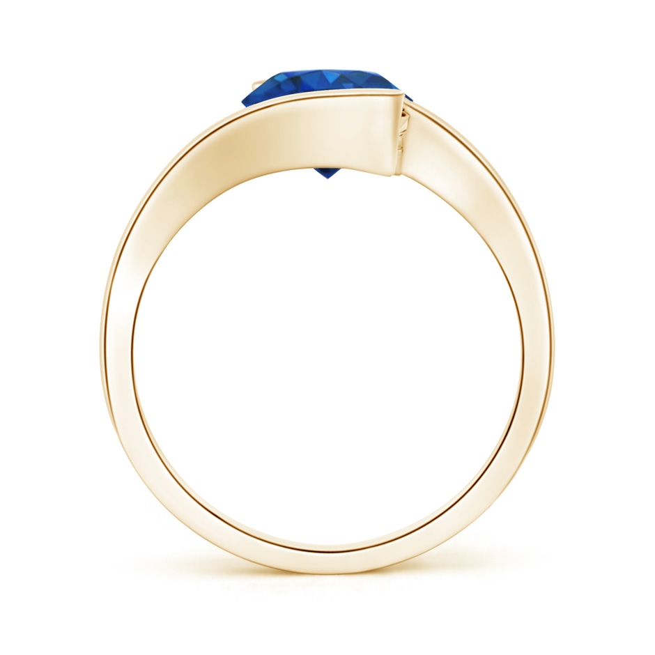7.5mm AAA Semi Bezel-Set Solitaire Round Blue Sapphire Bypass Ring in Yellow Gold side 199