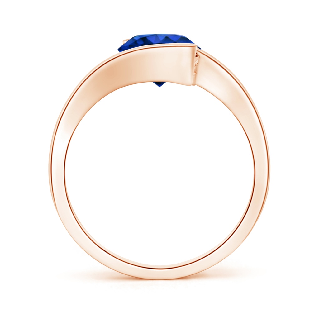 7.5mm AAAA Semi Bezel-Set Solitaire Round Blue Sapphire Bypass Ring in Rose Gold Side 199