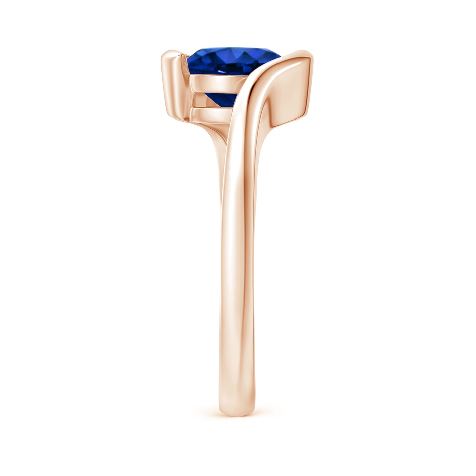 7.5mm AAAA Semi Bezel-Set Solitaire Round Blue Sapphire Bypass Ring in Rose Gold side 299