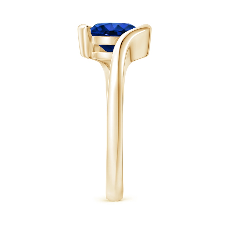 7.5mm AAAA Semi Bezel-Set Solitaire Round Blue Sapphire Bypass Ring in Yellow Gold side 299