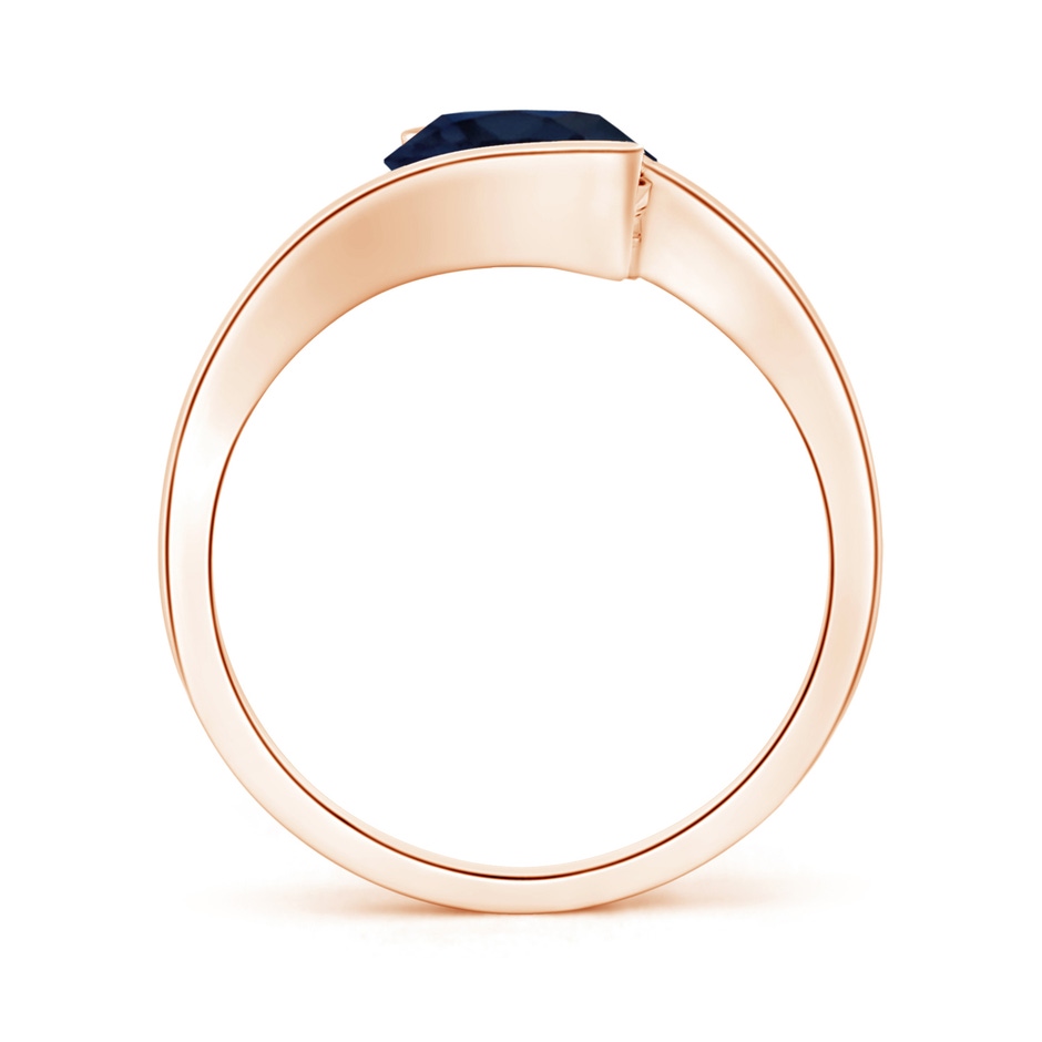 8mm A Semi Bezel-Set Solitaire Round Blue Sapphire Bypass Ring in 18K Rose Gold side 199