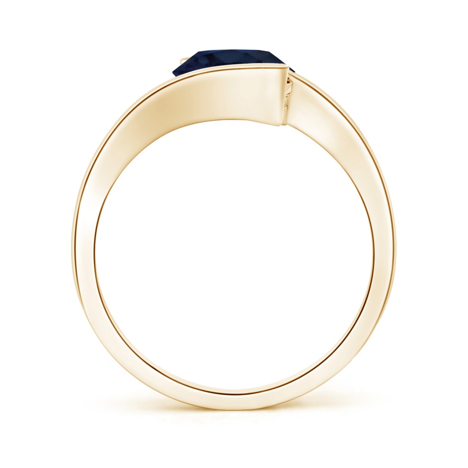 8mm A Semi Bezel-Set Solitaire Round Blue Sapphire Bypass Ring in 18K Yellow Gold side 199