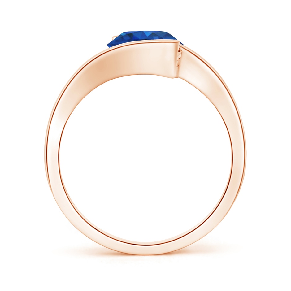 8mm AAA Semi Bezel-Set Solitaire Round Blue Sapphire Bypass Ring in 18K Rose Gold side 199
