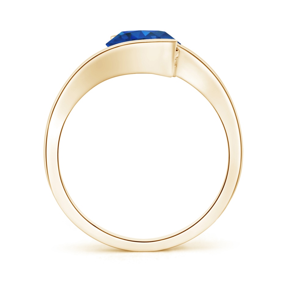 8mm AAA Semi Bezel-Set Solitaire Round Blue Sapphire Bypass Ring in Yellow Gold side 199