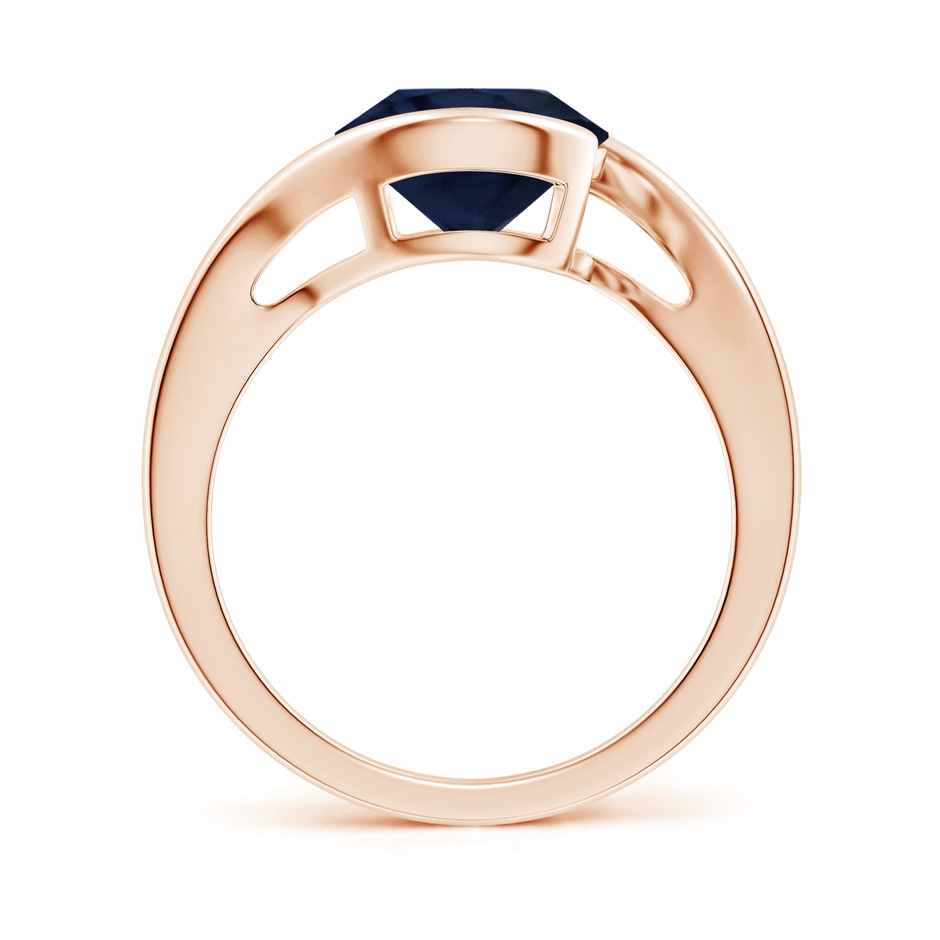 9mm A Semi Bezel-Set Solitaire Round Blue Sapphire Bypass Ring in Rose Gold side 199