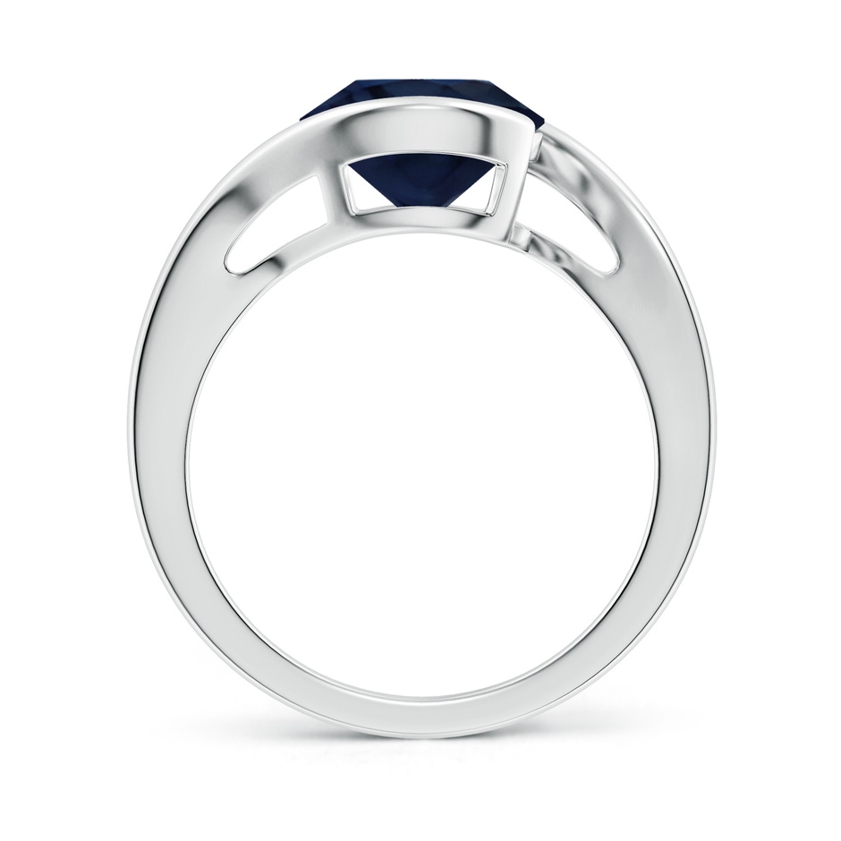 9mm A Semi Bezel-Set Solitaire Round Blue Sapphire Bypass Ring in White Gold side 199