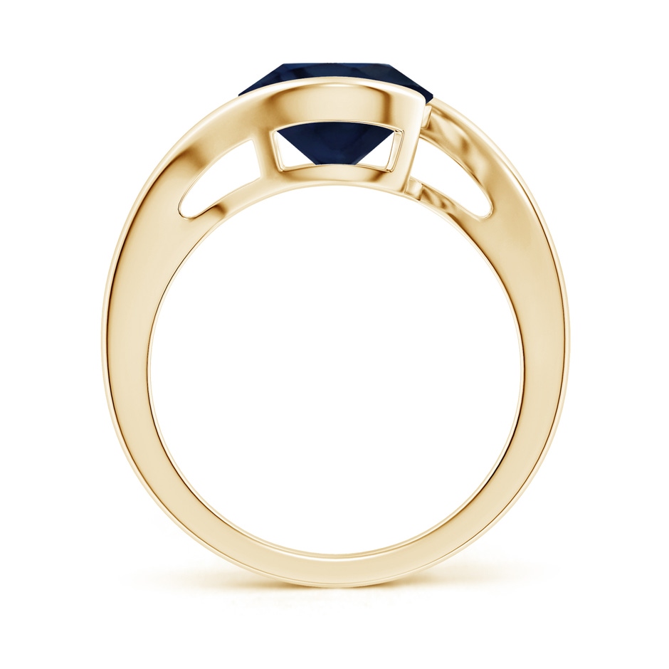 9mm A Semi Bezel-Set Solitaire Round Blue Sapphire Bypass Ring in Yellow Gold side 199