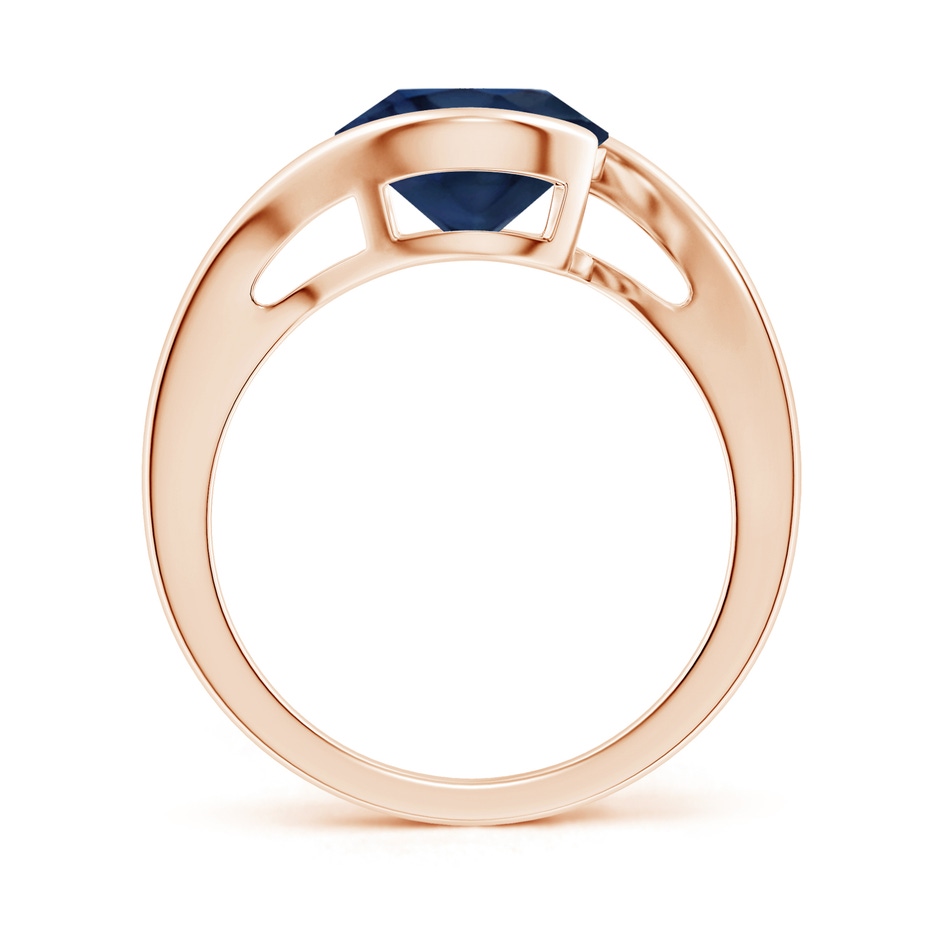 9mm AA Semi Bezel-Set Solitaire Round Blue Sapphire Bypass Ring in 18K Rose Gold side 199