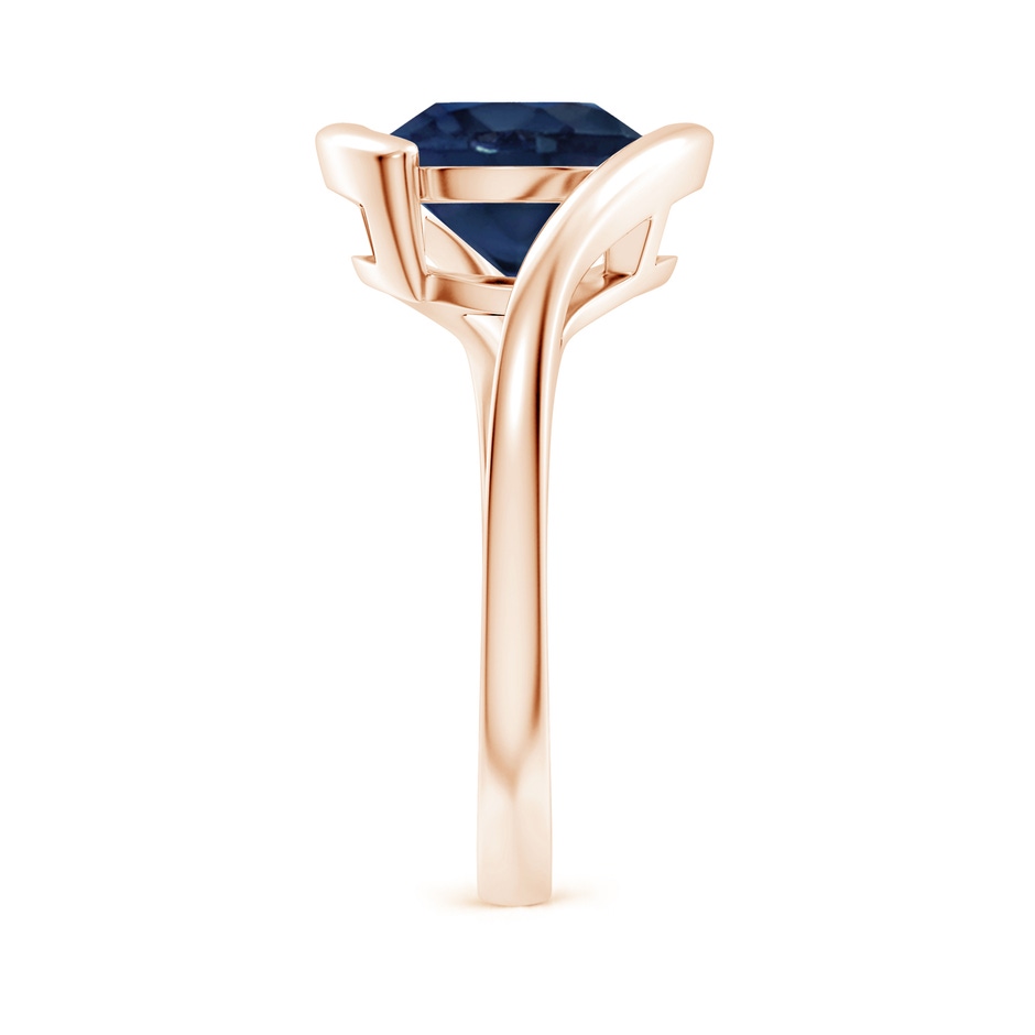 9mm AA Semi Bezel-Set Solitaire Round Blue Sapphire Bypass Ring in 18K Rose Gold side 299