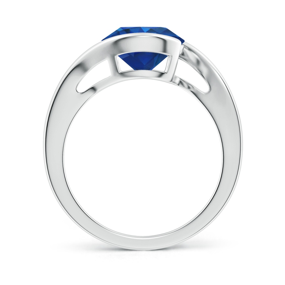 9mm AAA Semi Bezel-Set Solitaire Round Blue Sapphire Bypass Ring in P950 Platinum side 199