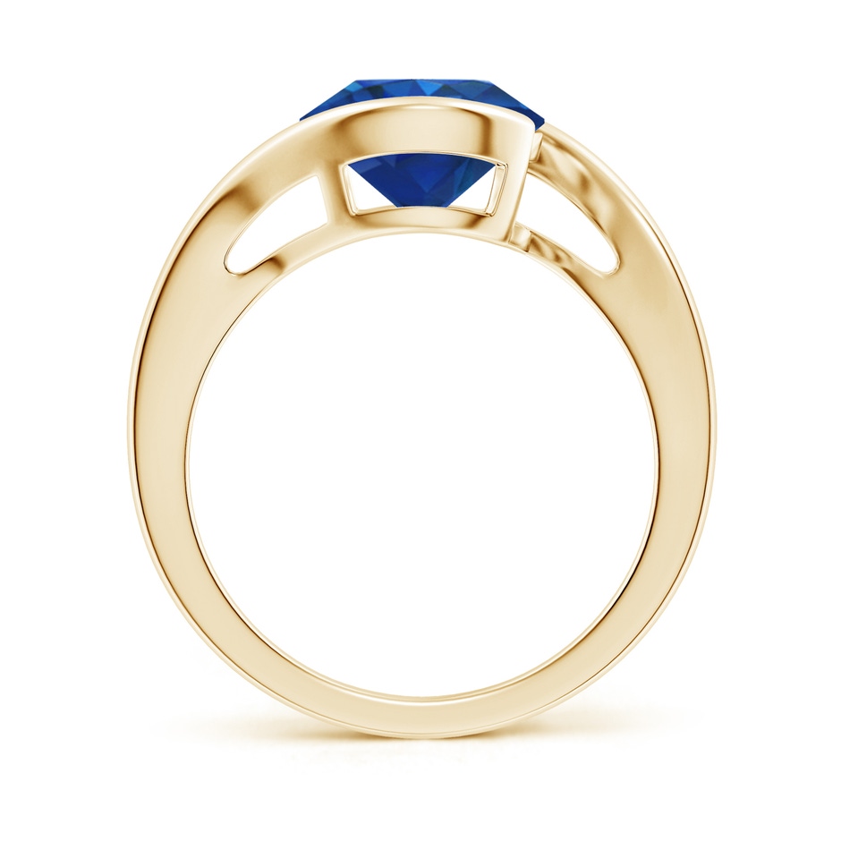 9mm AAA Semi Bezel-Set Solitaire Round Blue Sapphire Bypass Ring in Yellow Gold side 199