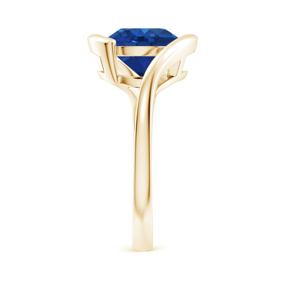 9mm AAA Semi Bezel-Set Solitaire Round Blue Sapphire Bypass Ring in Yellow Gold side 299