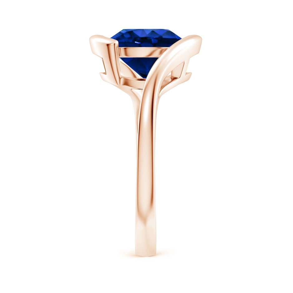 9mm AAAA Semi Bezel-Set Solitaire Round Blue Sapphire Bypass Ring in 18K Rose Gold side 299