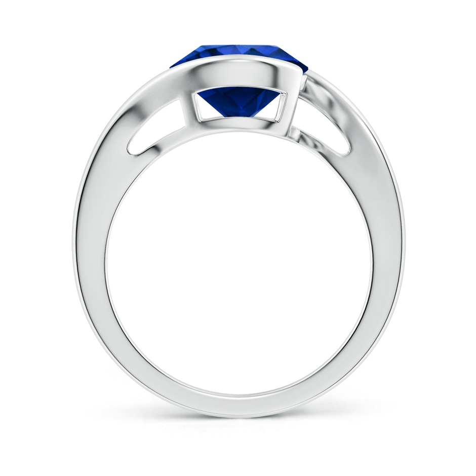 9mm AAAA Semi Bezel-Set Solitaire Round Blue Sapphire Bypass Ring in White Gold side 199