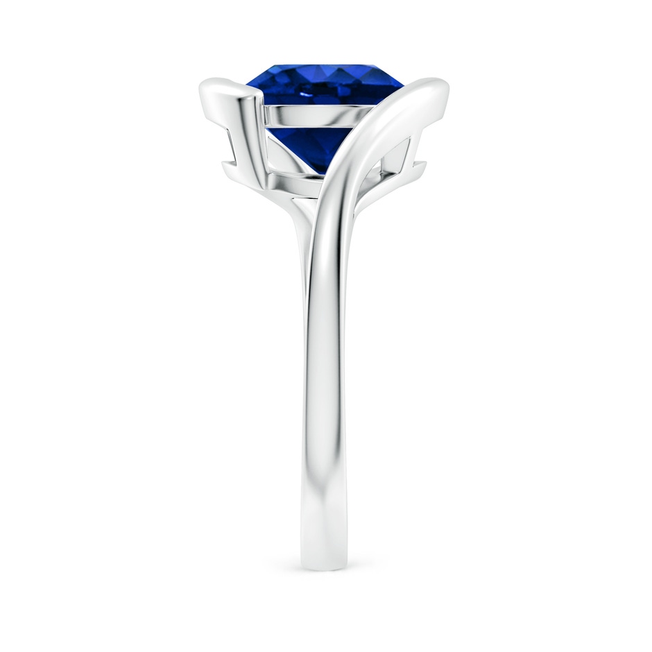 9mm AAAA Semi Bezel-Set Solitaire Round Blue Sapphire Bypass Ring in White Gold side 299