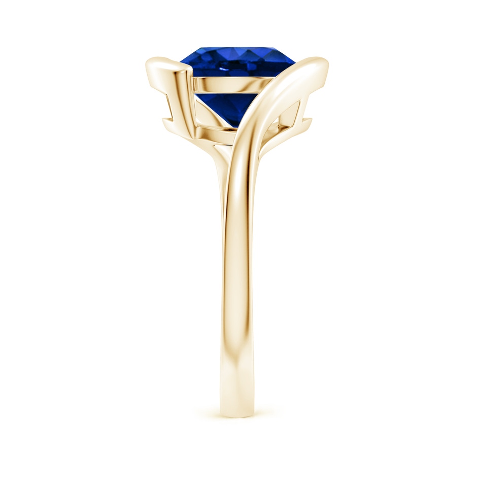 9mm AAAA Semi Bezel-Set Solitaire Round Blue Sapphire Bypass Ring in Yellow Gold side 299