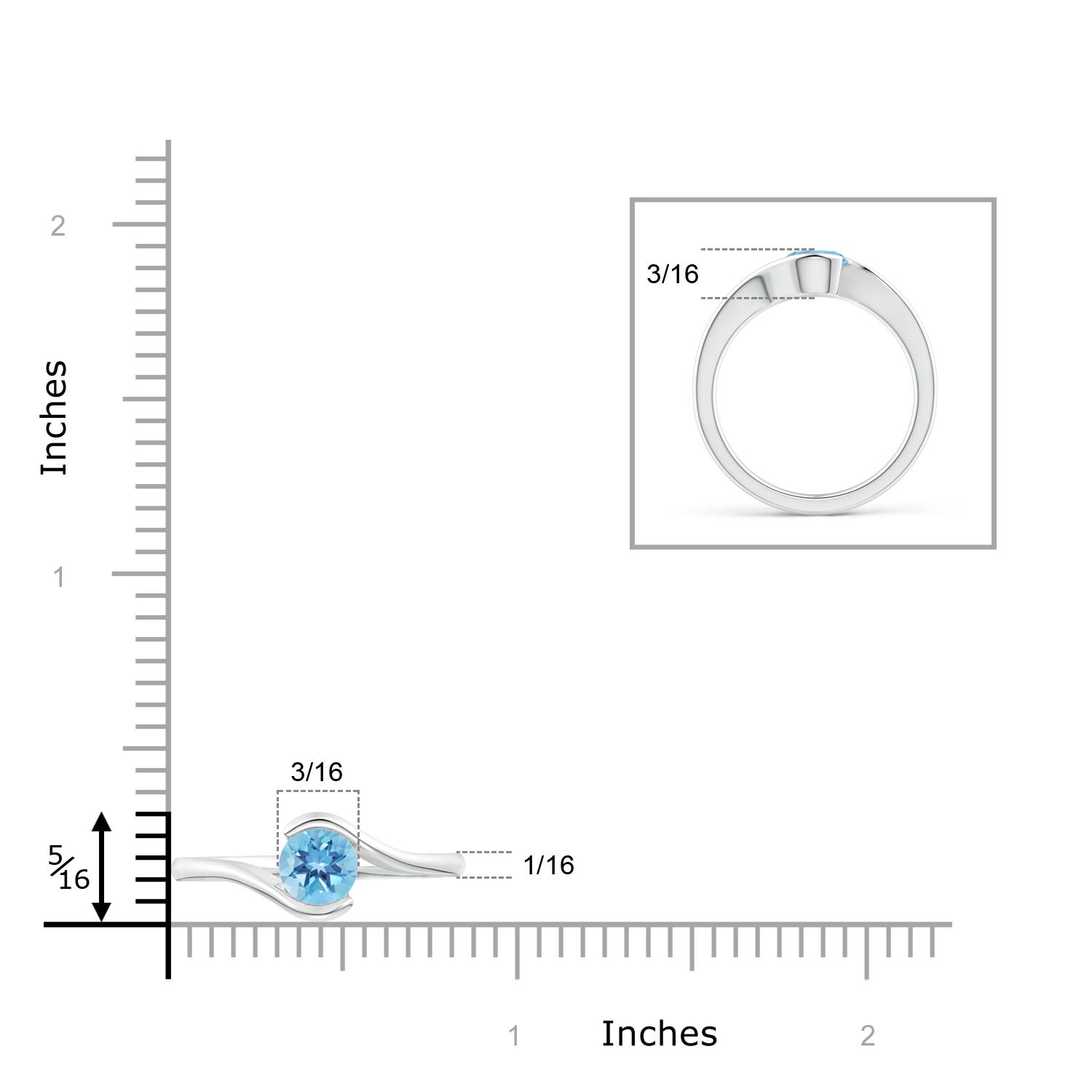 A - Swiss Blue Topaz / 0.95 CT / 14 KT White Gold