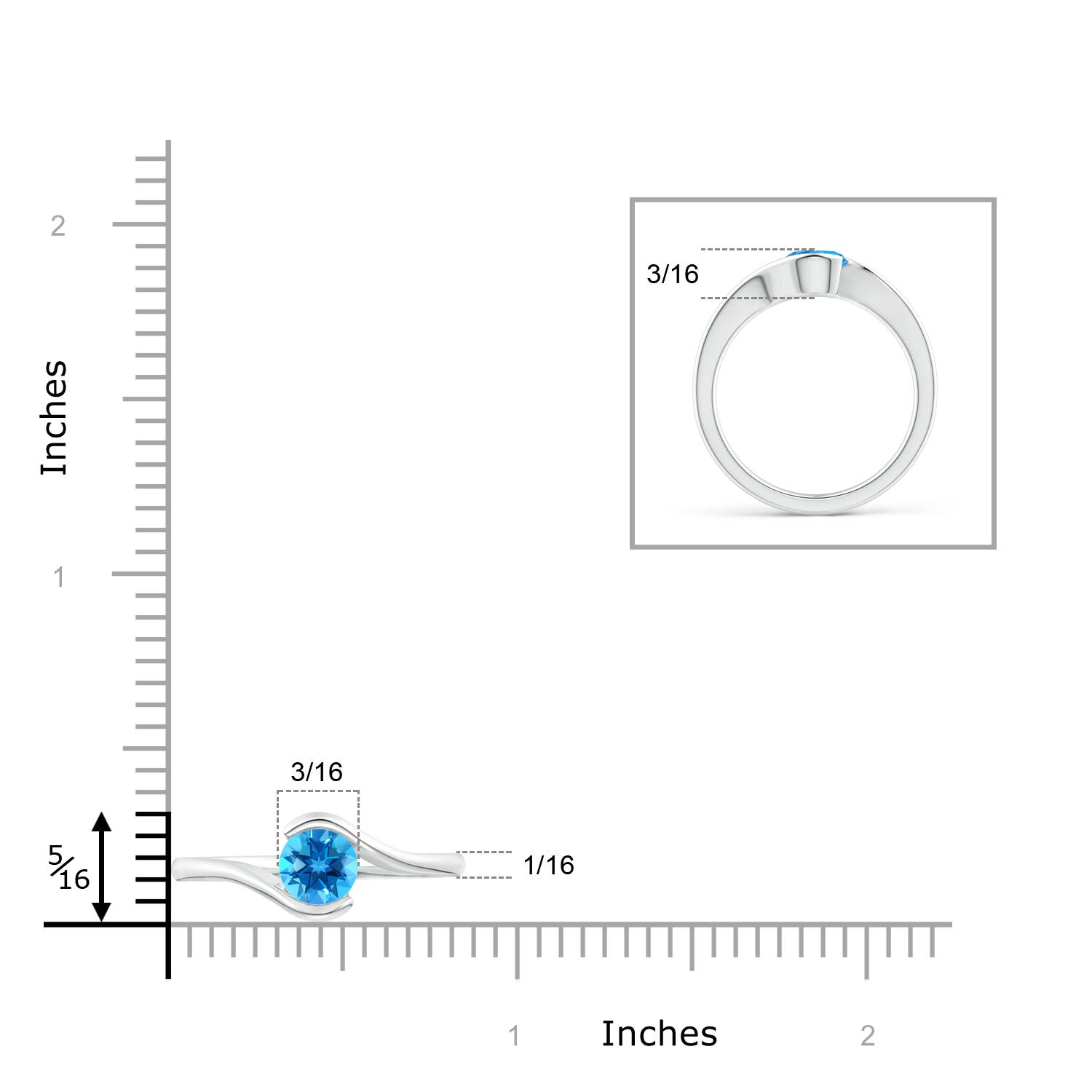 AAAA - Swiss Blue Topaz / 0.95 CT / 14 KT White Gold