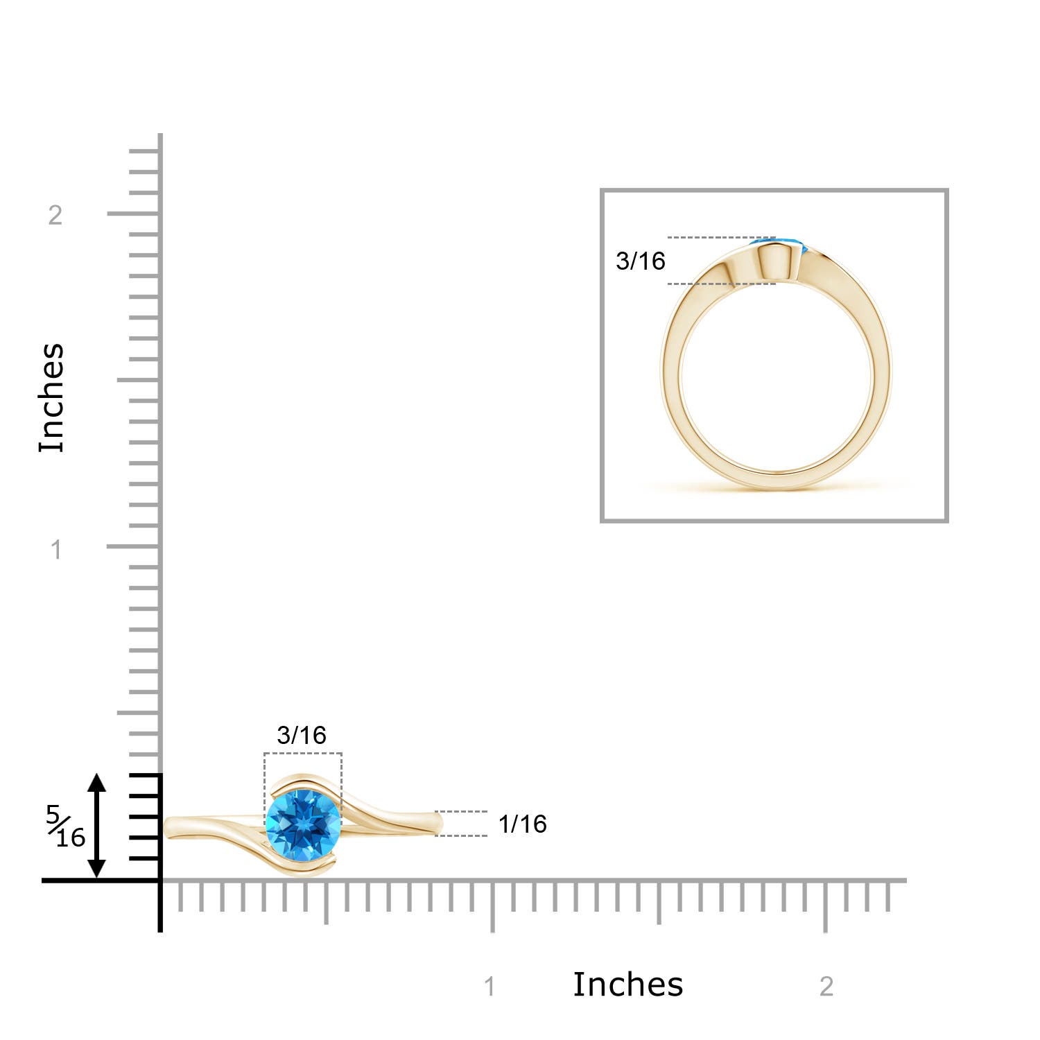 AAAA - Swiss Blue Topaz / 0.95 CT / 14 KT Yellow Gold