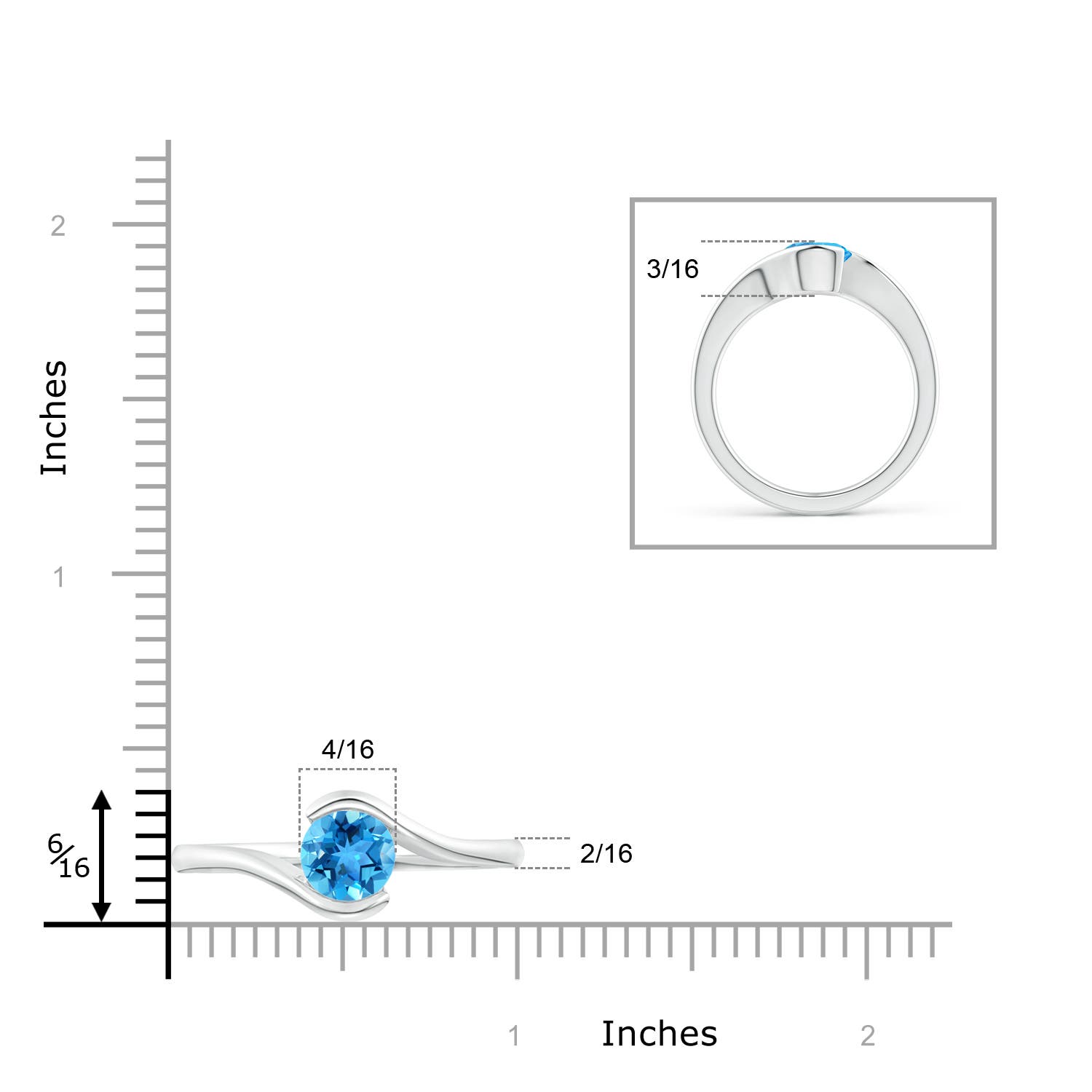 AAA - Swiss Blue Topaz / 1.55 CT / 14 KT White Gold